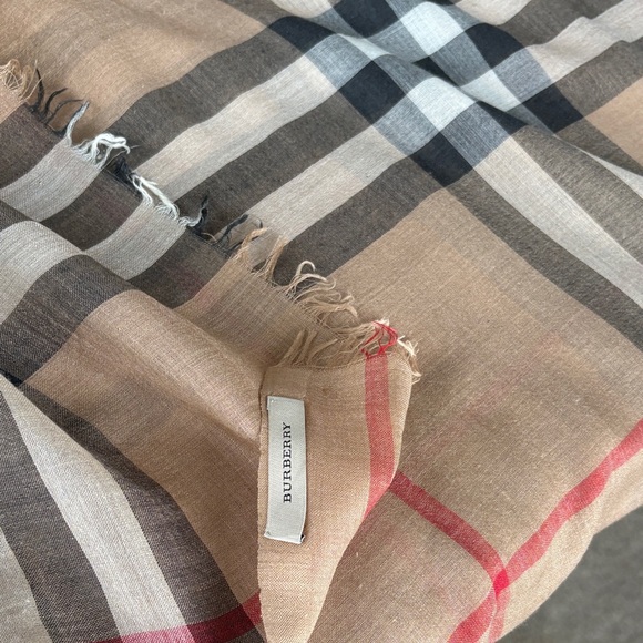 Burberry Beige and Black Check Scarf - Picture 2 of 6